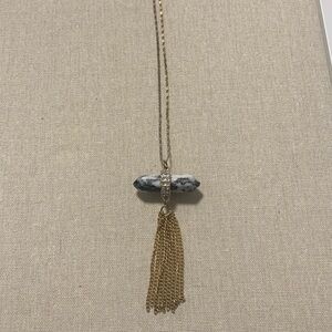 Gold Chain Necklace with Stone Pendant